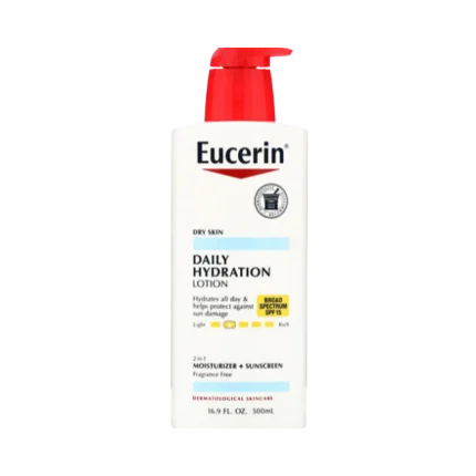 Eucerin Lotion Daily Hydration SPF 15 - 500ml |يوسيرين لوشن للترطيب اليومي بعامل حماية من الشمس 15 - 500 مل