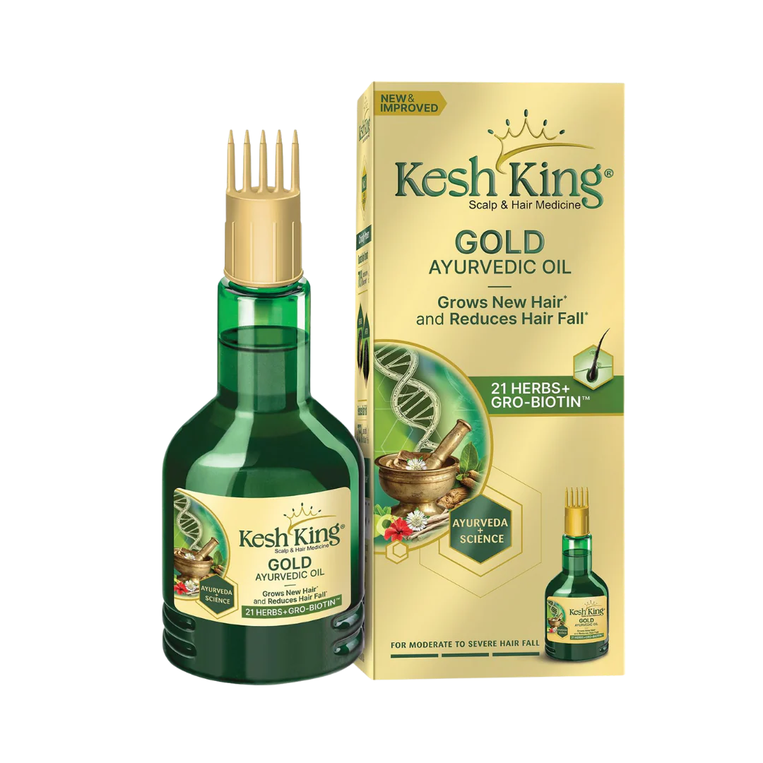 Kesh_King_Gold_Ayurvedic_Oil_Grows_New_Hair_And_Reduces_Hair_Full_21_Herbs_Gro_Biotin_-_50ml زيت كيش كينج لنمو الشعر وتقليل تساقطه- 50 مل - الصورة 1