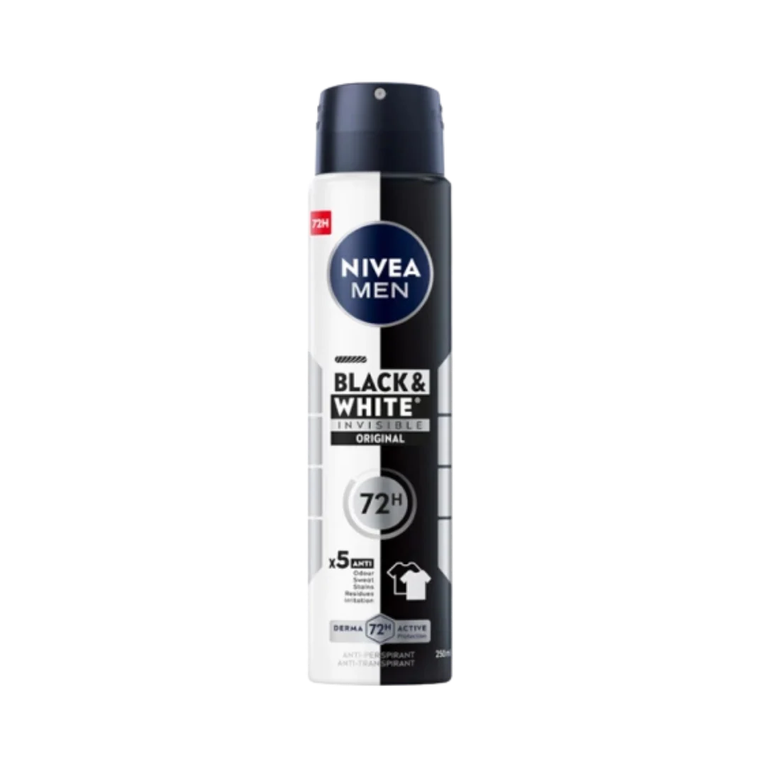 NIVEA_Black_White_Invisible_Original_72H_-_200ml NIVEA Black & White Invisible Original 72H - 200ml | نيفيا بلاك & وايت إنفزيبل أوريجينال مضاد للتعرّق 72 ساعة – 200 مل - الصورة 1