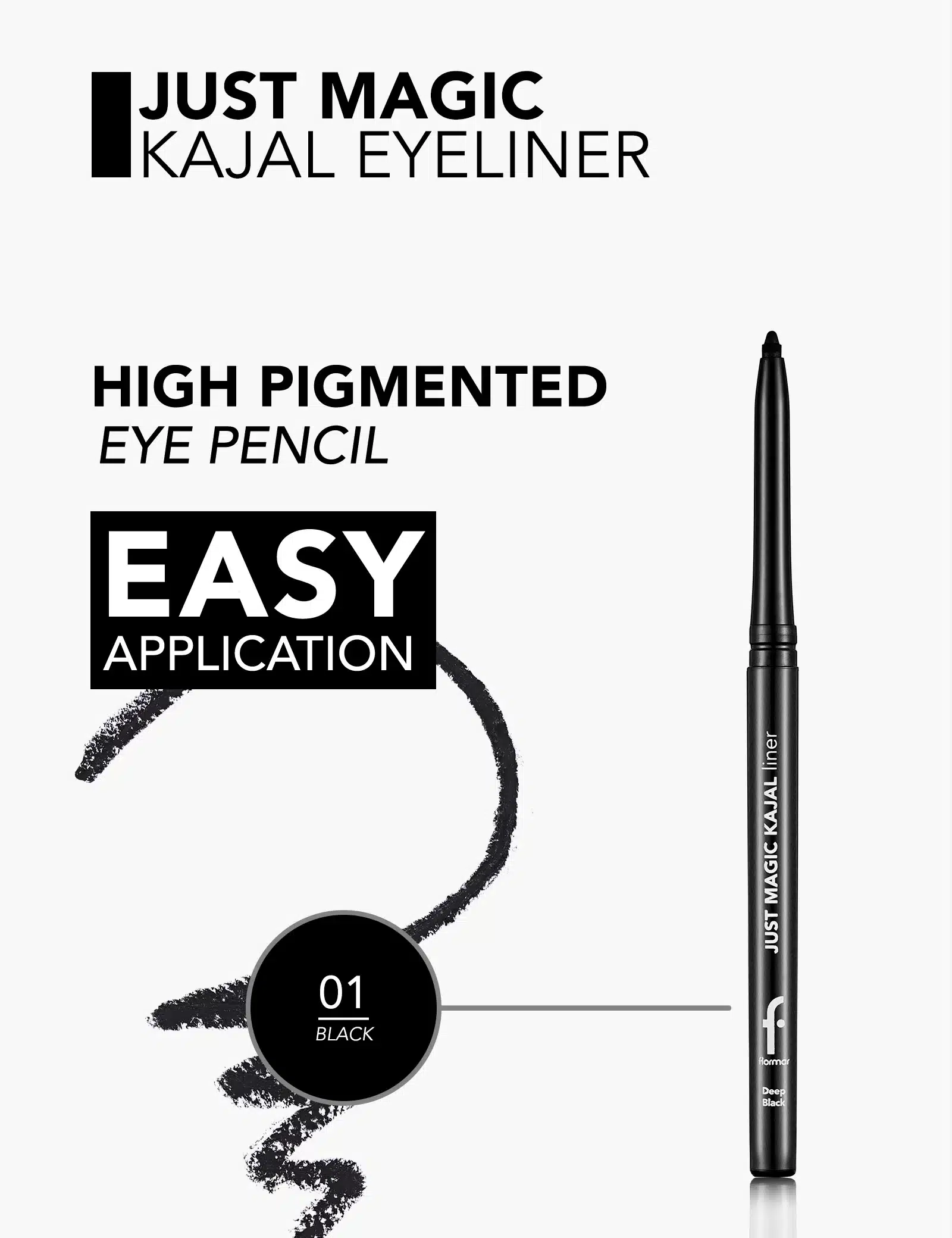 444444_17b69411-24f3-494b-8712-362fc716ab90 فلورمار قلم كحل لون اسود | Flormar Just Magic Kajal Liner Deep Black - الصورة 1