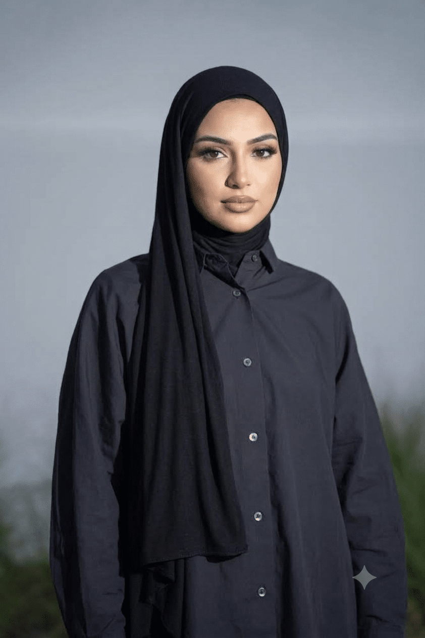 1790002826897 حجاب دلاليد لون اسود - الصورة 1