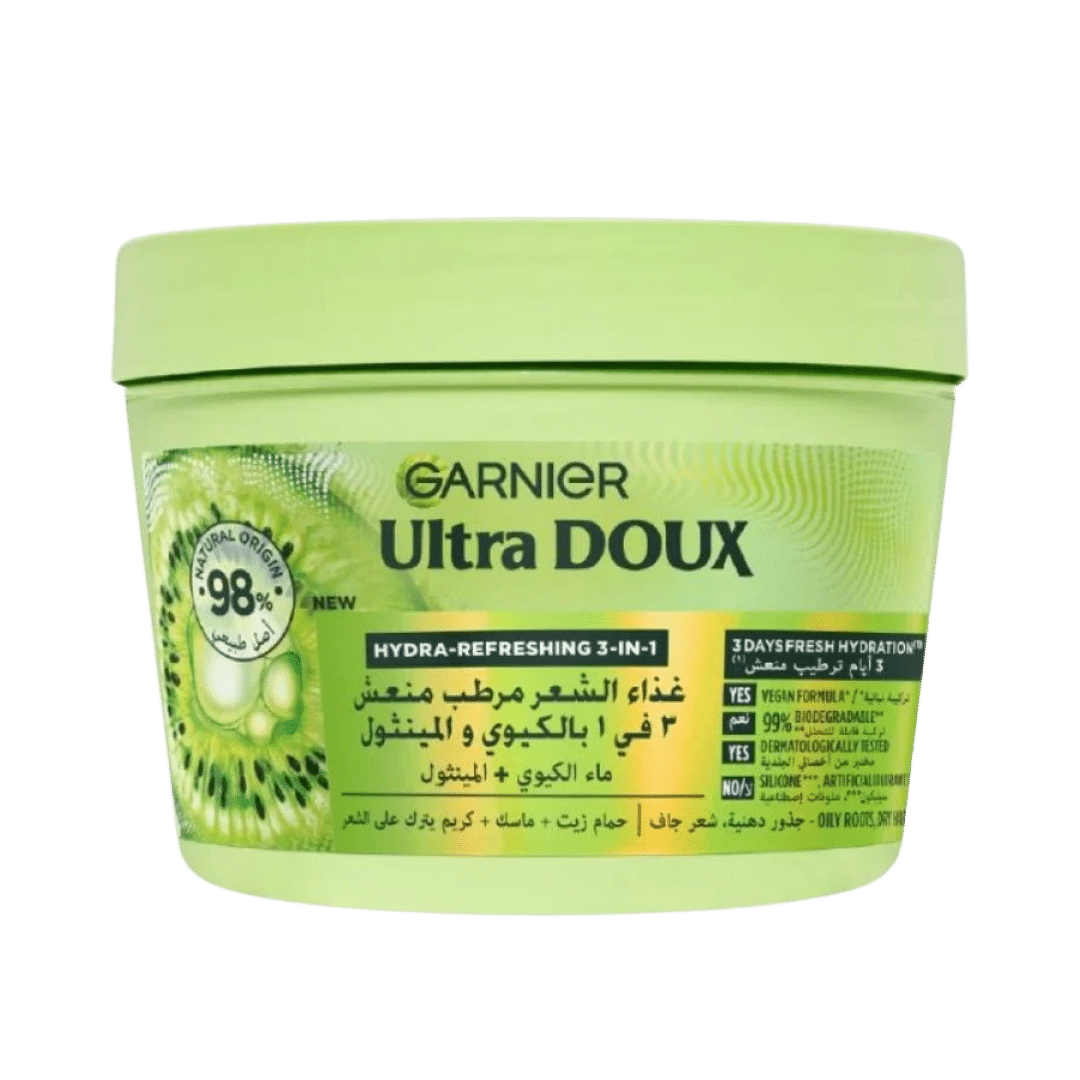 GARNIER_ULTRA_DOUX_HAIR_Refreshing_3-_In_1_-_390ml GARNIER ULTRA DOUX HAIR Refreshing 3- In 1 - 390ml | غارنييه ألترا دو كريم الشعر مرطب ومغذي 3 في 1 - 390مل - الصورة 1